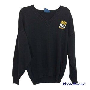 Louis Bernard Menswear England XXL Black Knit Sweater Long Sleeve Royal Navy